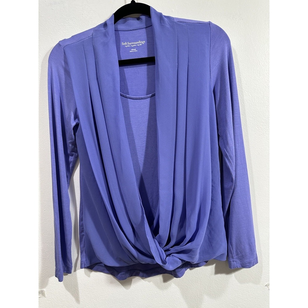 Soft Surroundings Women's  Anouk Top Blouse Lilac V Neck Stretch Soft SZ XS‎